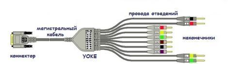 Цельный ЭКГ-кабель  для электрокардиографа